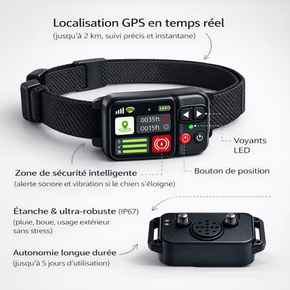 Collier Antifugue pour Chien – Clôture Sans Fil à Périmètre GPS (Sans Abonnement)